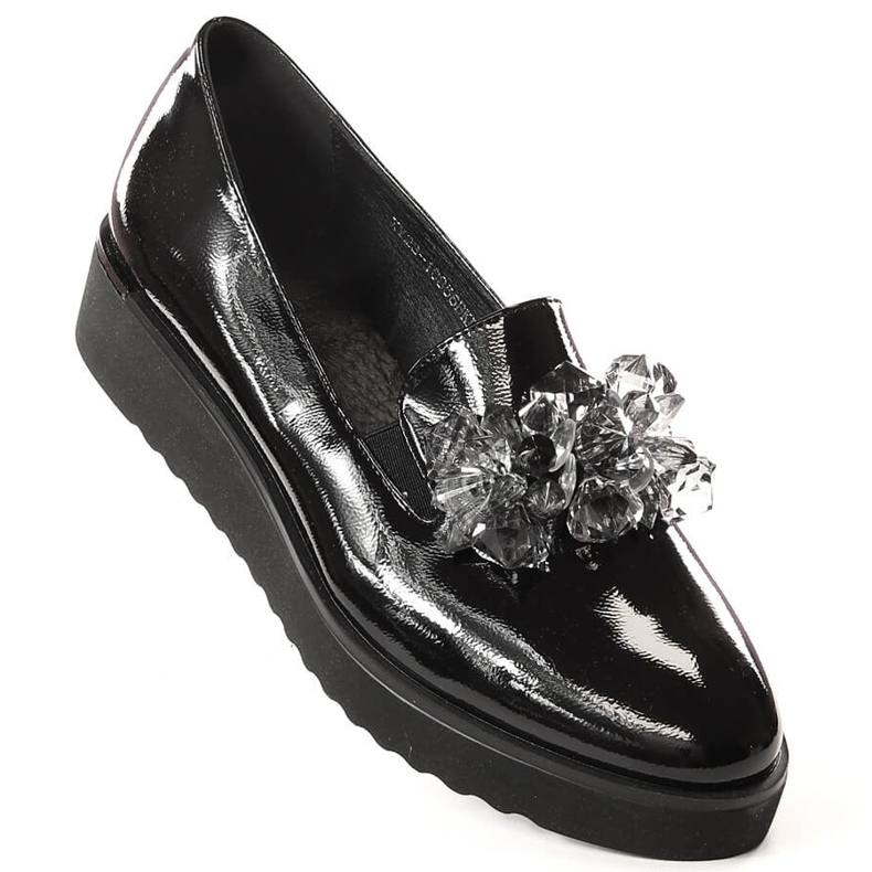 Scarpe da donna laccate con cristalli neri Vinceza 10856 nero 1