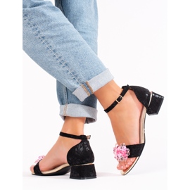 Sandalo donna Shelovet nero con tacco basso 1