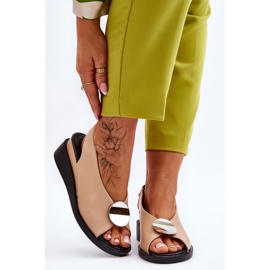Vinceza Sandali Con Zeppa In Pelle Da Donna Beige Justice marrone 1