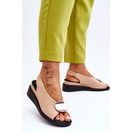 Vinceza Sandali Con Zeppa In Pelle Da Donna Beige Justice marrone 2