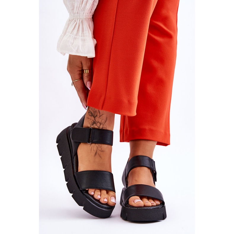 Vinceza Sandali con plateau in pelle da donna Katte neri nero 1