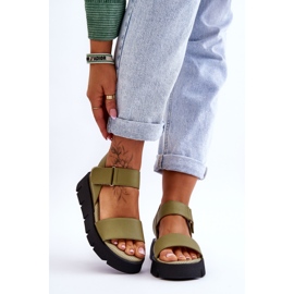 Vinceza Sandali Con Plateau In Pelle Da Donna Verde Katte 1