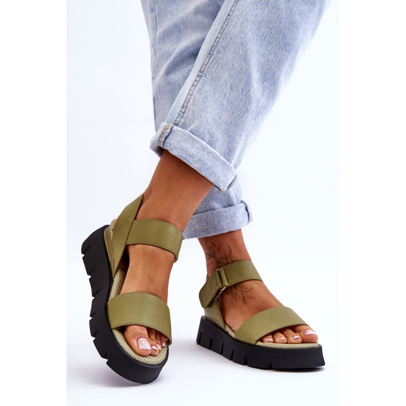 Vinceza Sandali Con Plateau In Pelle Da Donna Verde Katte 2