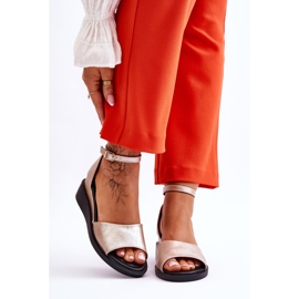 Vinceza Sandali con zeppa in pelle classici da donna Gold Truett d'oro 1