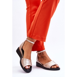 Vinceza Sandali con zeppa in pelle classici da donna Gold Truett d'oro 2
