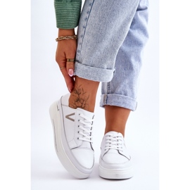Vinceza Scarpe Sportive Con Plateau In Pelle Da Donna Bianche Saul bianco 1