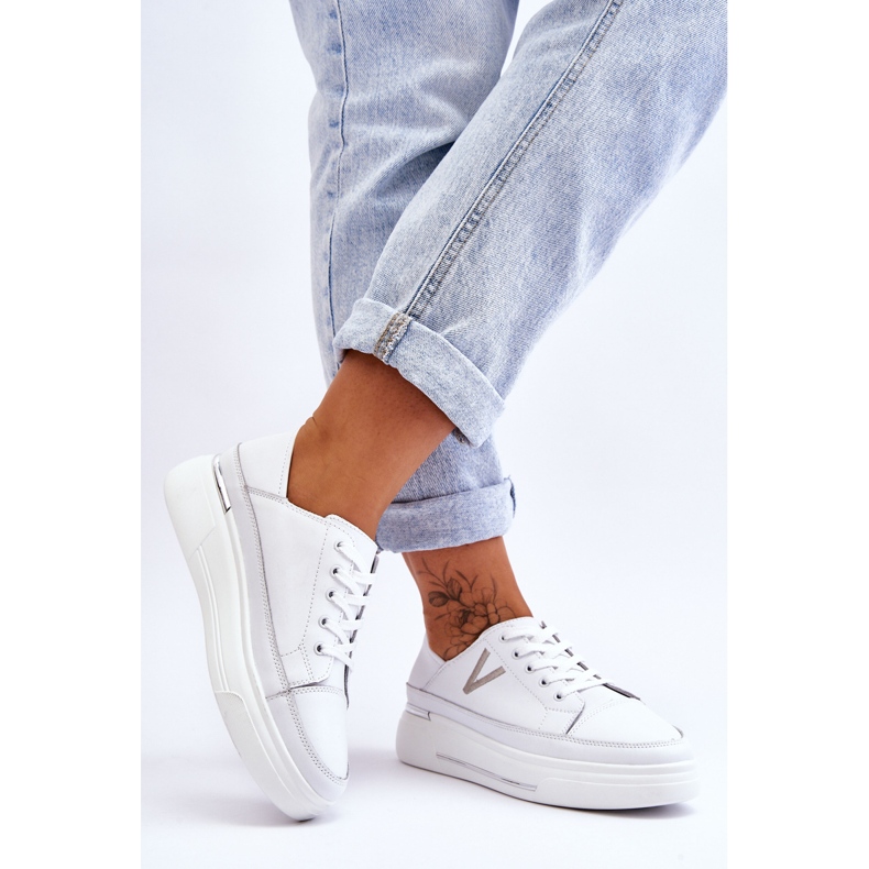 Vinceza Scarpe Sportive Con Plateau In Pelle Da Donna Bianche Saul bianco 2