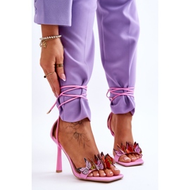 FS1 Sandali Legati Su Un Perno Con Farfalle Rosa Delmar 1