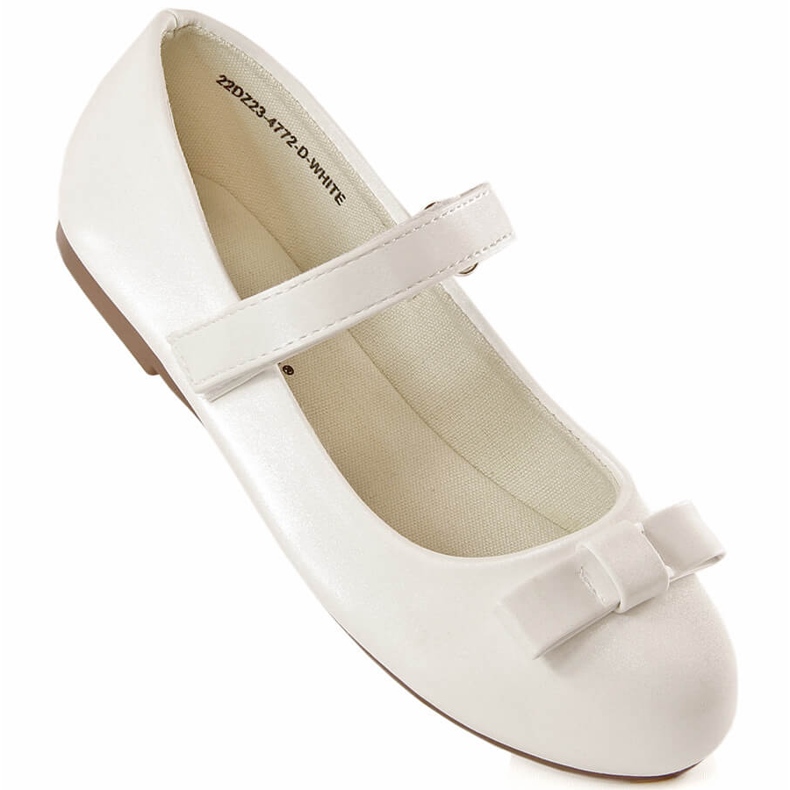 Ballerine da comunione bambina con velcro bianche eVento 4772 bianco 1