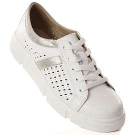 Scarpe sportive da donna in pelle sulla piattaforma bianco Filippo DP4531 1