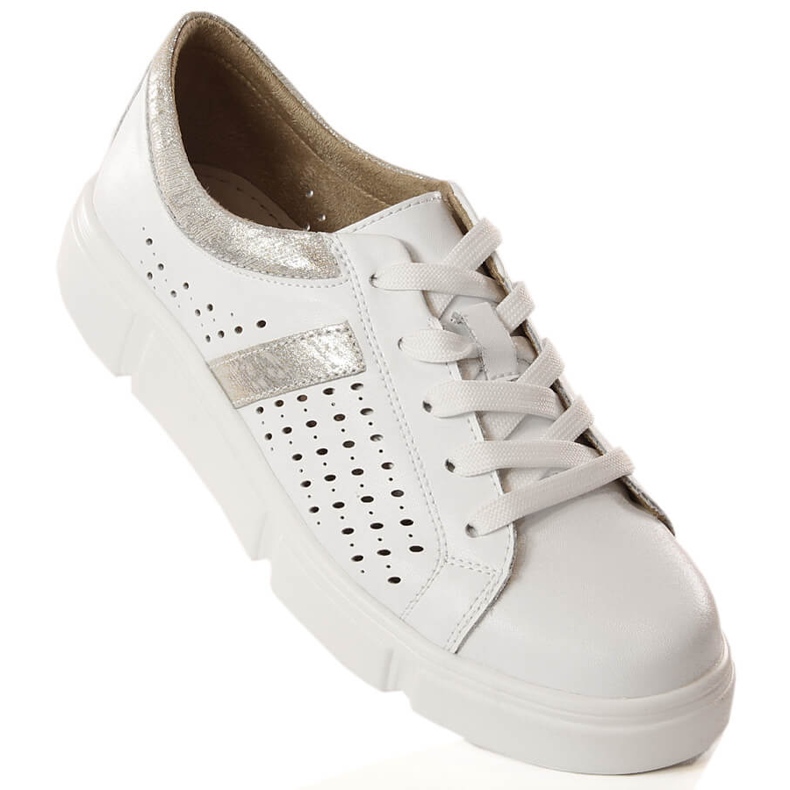 Scarpe sportive da donna in pelle sulla piattaforma bianco Filippo DP4531 1