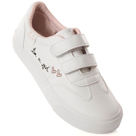 Scarpe sportive da bambina con velcro bianche Potocki PY16026 bianca 1