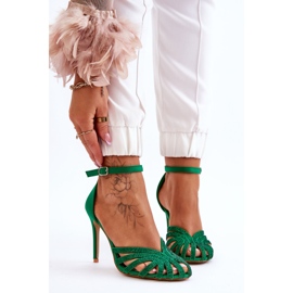 FS1 Tacchi alti alla moda di Jaylen verde con strass 1