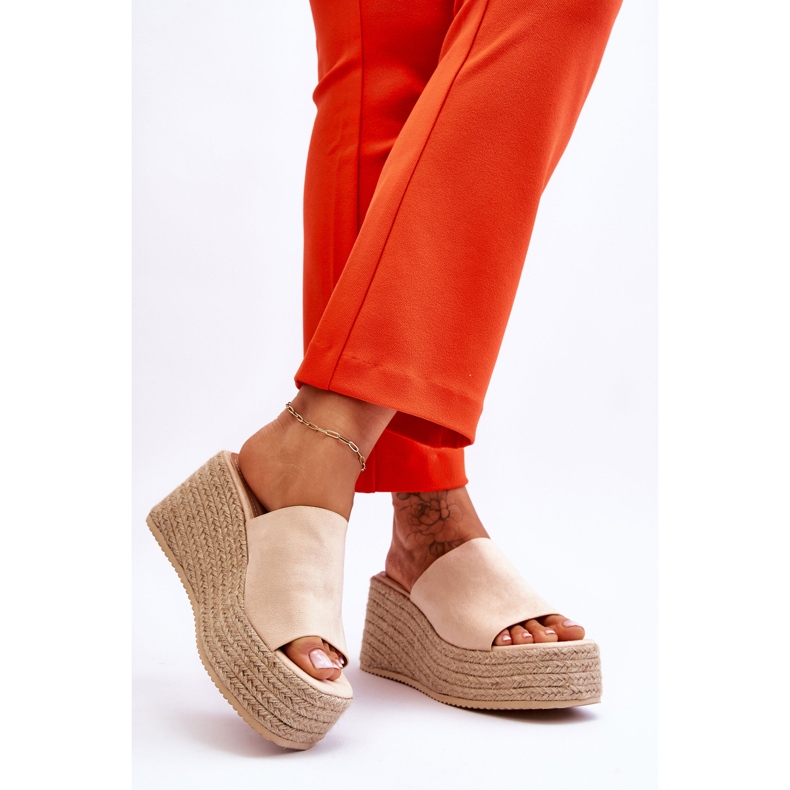 FS1 Pantofole Con Zeppa E Piattaforma Da Donna Beige Ysabel 2