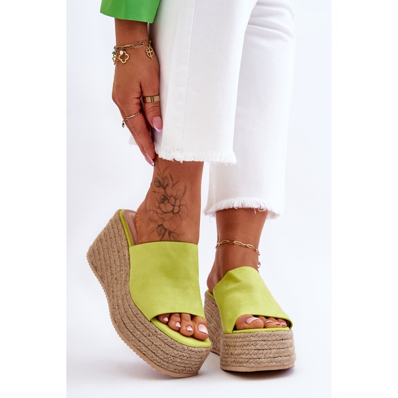 FS1 Pantofole con zeppa e plateau da donna Ysabel Lime verde 1