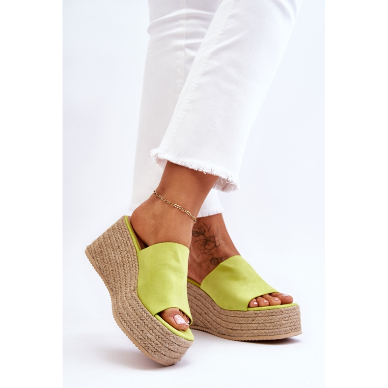 FS1 Pantofole con zeppa e plateau da donna Ysabel Lime verde 2
