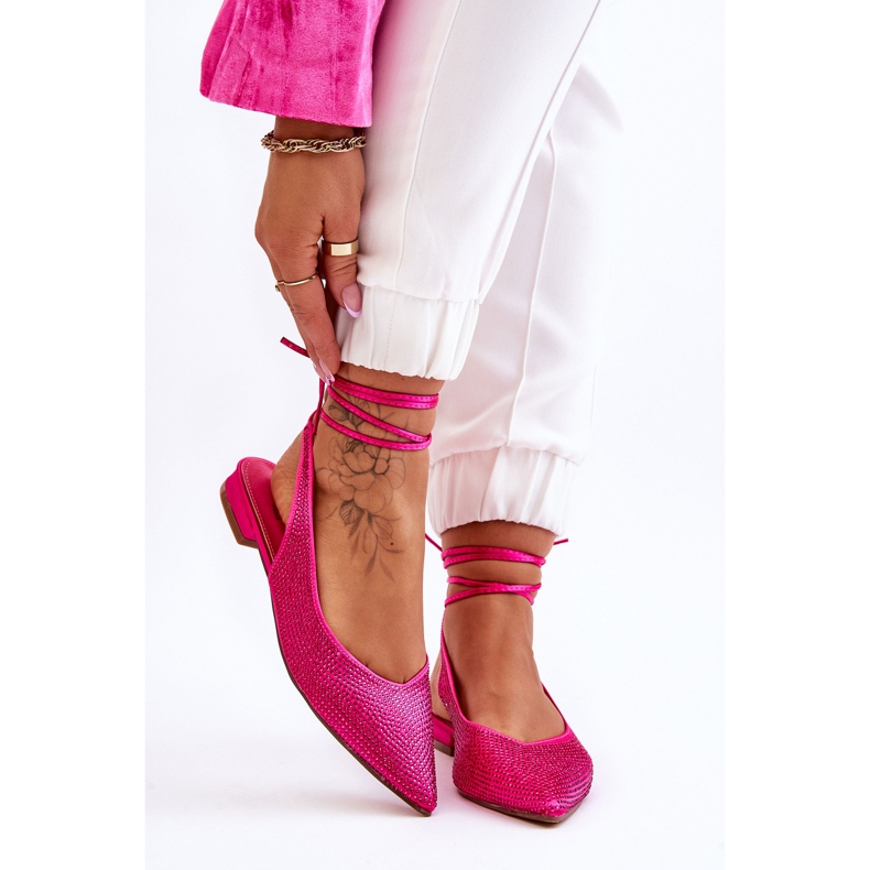 Ballerine Legate Con Strass Fucsia Mavis rosa 1