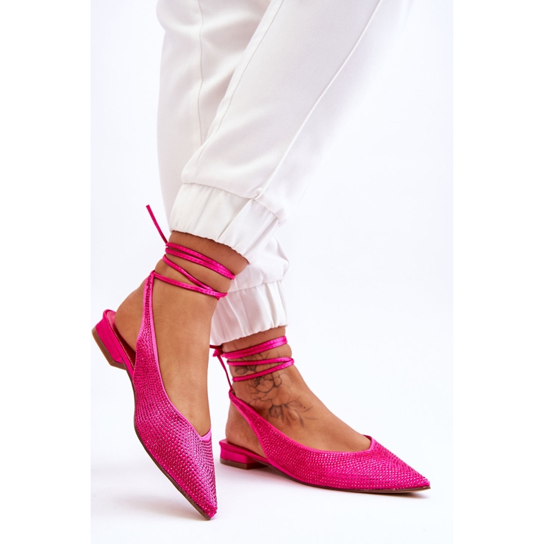 Ballerine Legate Con Strass Fucsia Mavis rosa 2