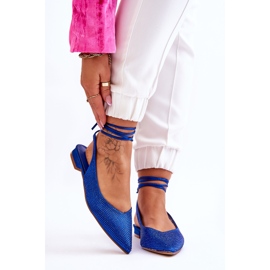 Ballerine Mavis blu legate con strass 1