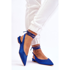 Ballerine Mavis blu legate con strass 2