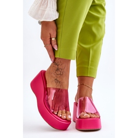 FS1 Ciabatte Donna con Zeppa Trasparenti Fucsia Eliane rosa 1