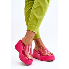 FS1 Ciabatte Donna con Zeppa Trasparenti Fucsia Eliane rosa 2
