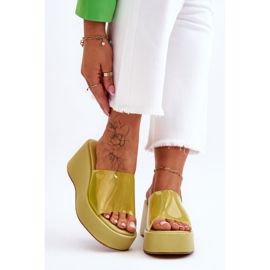 FS1 Ciabatte Donna con Zeppa Trasparenti Verde Chiaro Eliane 1