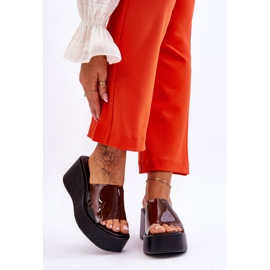 FS1 Pantofole con zeppa trasparenti da donna nere Eliane nero 1