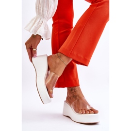 FS1 Ciabatte Donna con Zeppa Trasparenti Bianche Eliane bianco 2