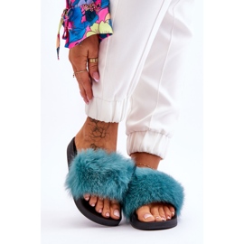 Pantofole Di Gomma Da Donna Con Pelliccia Turchese Lucrece blu 1