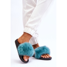 Pantofole Di Gomma Da Donna Con Pelliccia Turchese Lucrece blu 2