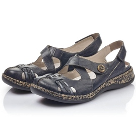 Sandali comodi con velcro Rieker W 46377-14 blu 1