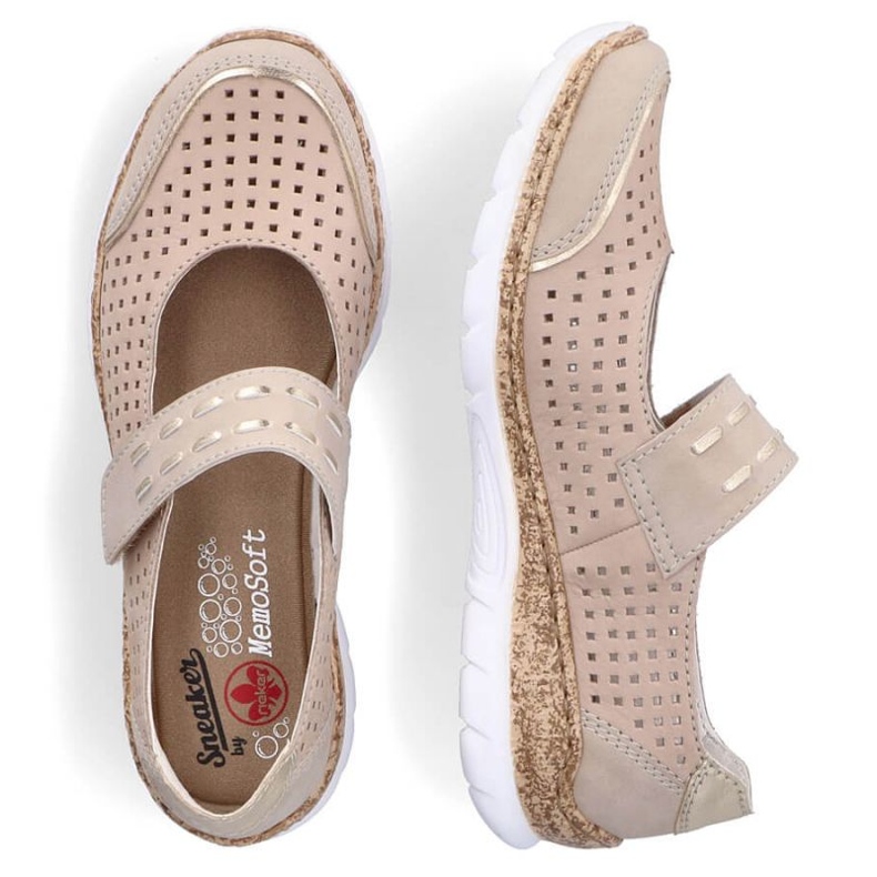 Scarpe estive in pelle con velcro Rieker W RKR582 beige 1