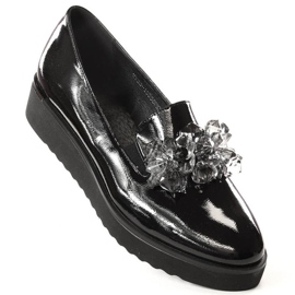 Francesine laccate con cristalli Vinceza W JAN198 nero 1