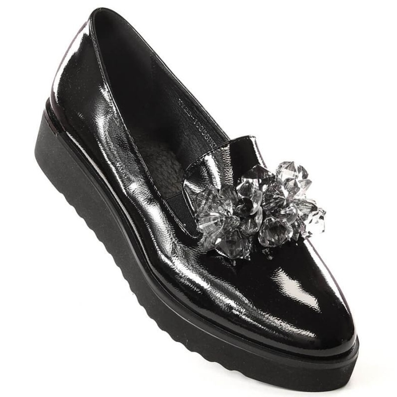 Francesine laccate con cristalli Vinceza W JAN198 nero 1