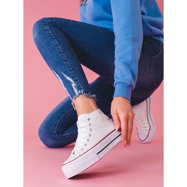 SHELOVET Sneakers Alte Sulla Piattaforma bianca 1