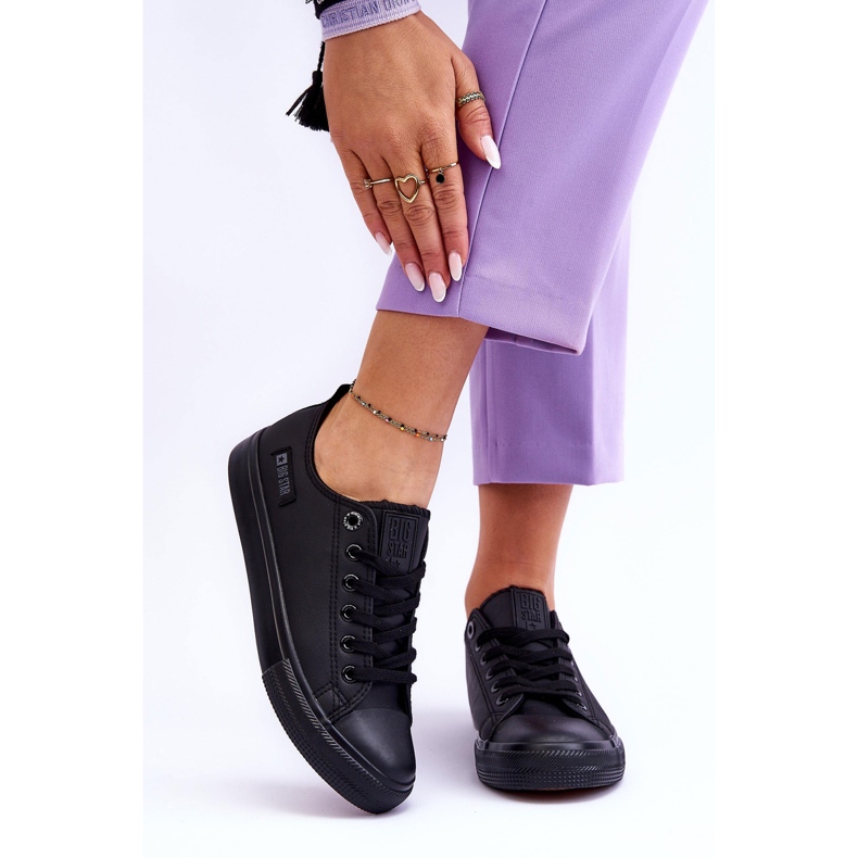Sneakers Basse da Donna in Pelle Big Star KK274011 Nere nero 2