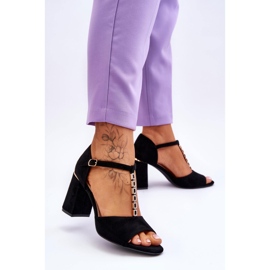 Vinceza Sandali Tacco Alto In Pelle Scamosciata Con Cubic Zirconia Aniya Nero 2