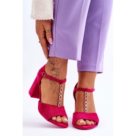 Vinceza Tacchi alti in pelle scamosciata con zirconi fucsia rosa 1