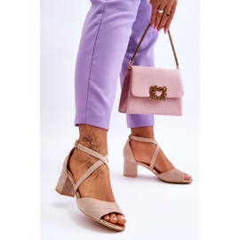 Vinceza Sandali con tacco basso da donna Beige Quinn marrone 2