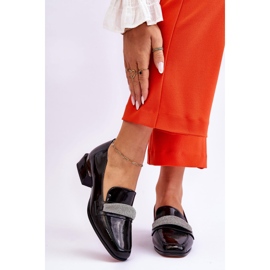 S.Barski Mocassini Tacco Alto Lavern Vernice Nero Con Cubic Zirconia 1