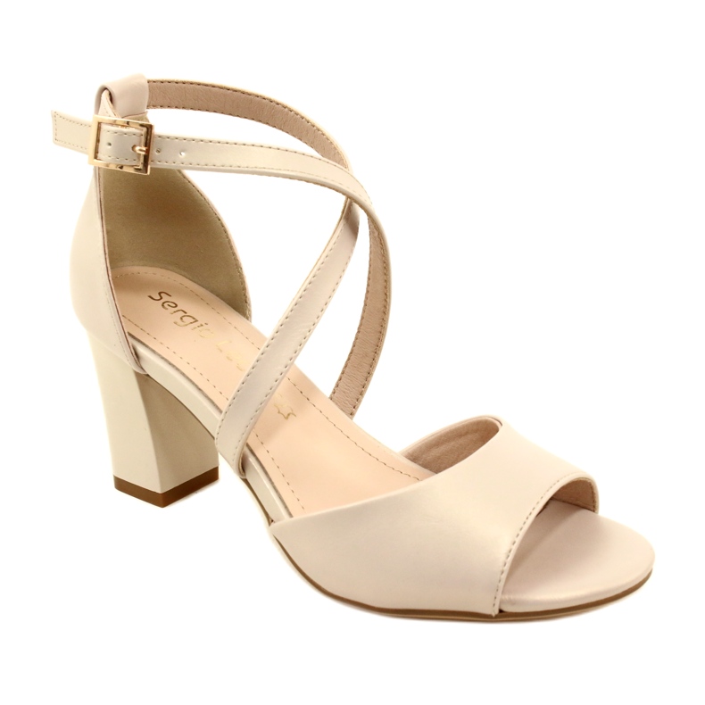 Sergio Leone Sandali alla moda con tacco alto Beige Perła SK862 2