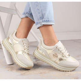 Scarpe sportive da donna sulla piattaforma dorata Potocki SZ12025 d'oro 1