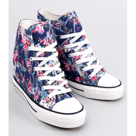 BM Paradis Sneakers alte con zeppa floreale blu navy 1