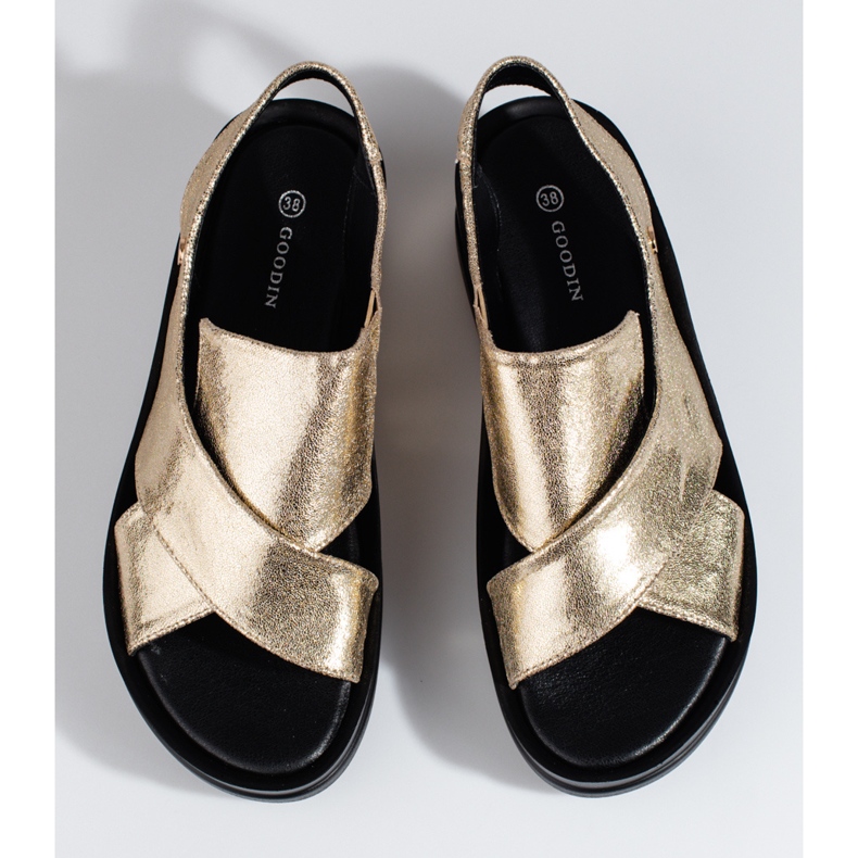Sandali con zeppa Shelovet color oro da donna d'oro 2