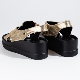 Sandali con zeppa Shelovet color oro da donna d'oro 1