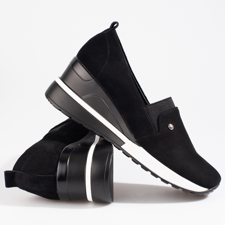 SHELOVET Scarpe con zeppa da donna Potocki in camoscio nero 1