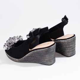 W. Potocki Sandali espadrillas con zeppa neri da donna Potocki nero 1