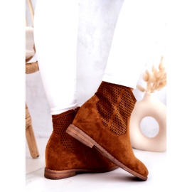 S.Barski Stivali da donna in camoscio con zeppa nascosta Camel Solene marrone 3