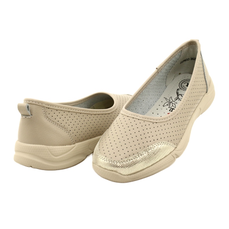 Ballerine in pelle traforata Evento 21PB32-3621 beige d'oro 4